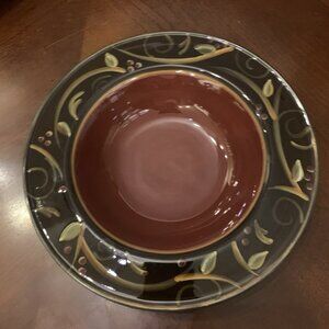 Chocolate Berries Hand-Painted 9” Bowl by DEMDACO - Red